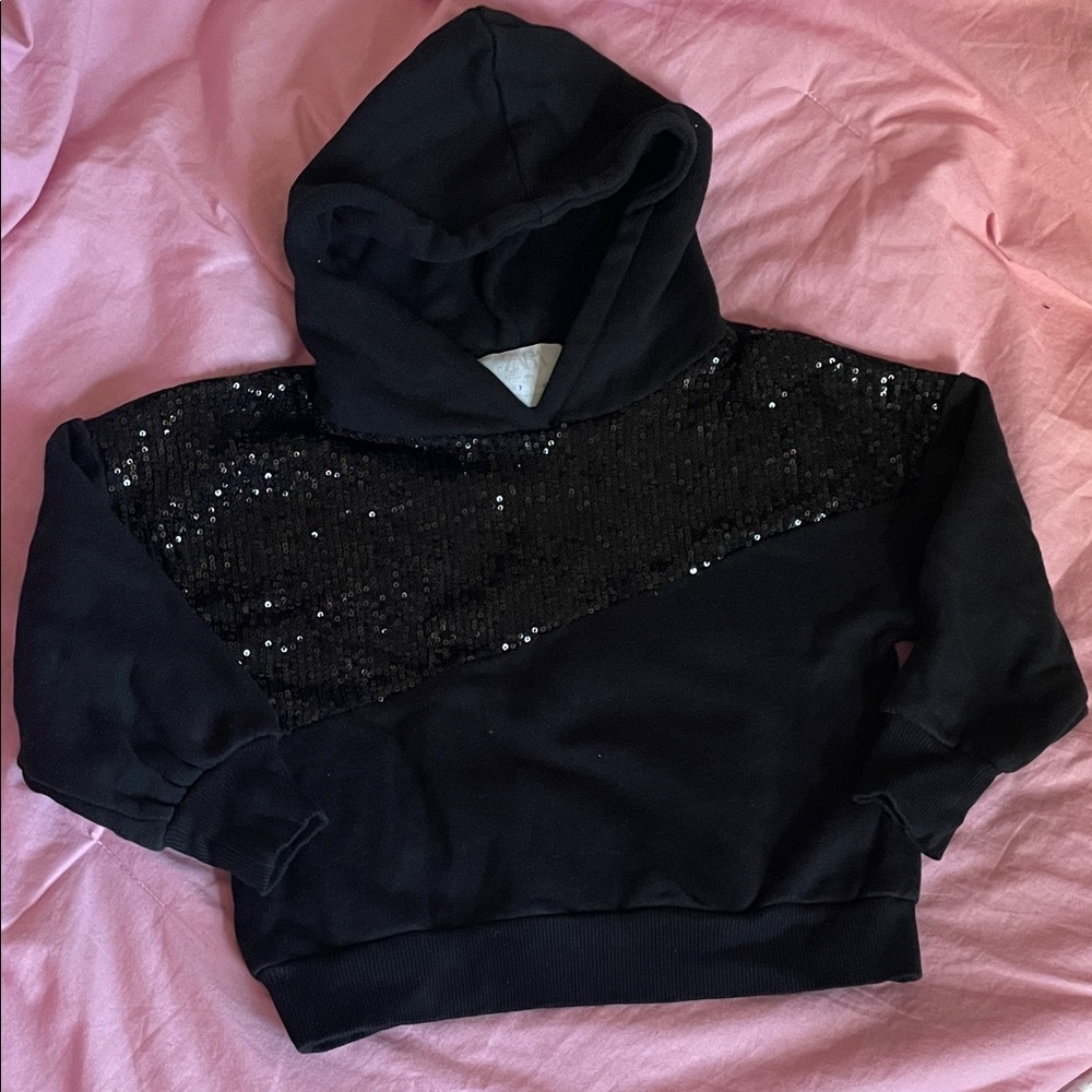Zara Black Sequin Kids Hoodie